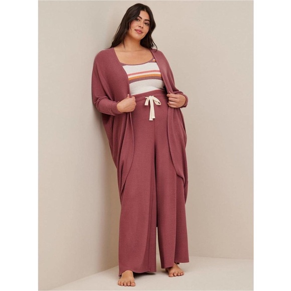 torrid Sweaters - Torrid Super Soft Plush Rib Lounge Cocoon Cardigan Sleepwear Mauve Plus Size 1X
